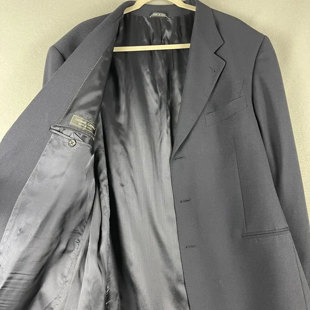 Luciano‎ Carreli Wool Blazer Sport Coat Mens 46R Blue Super 120s Career Italy
